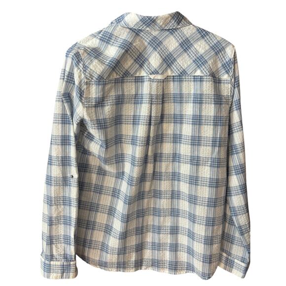 Kut from the Kloth Blue Plaid Snap Front Cotton Shirt Jacket Shacket Small - Picture 3 of 11